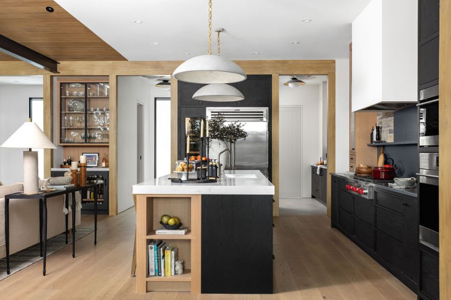 black painted kitchen cabinets in modern kitchen