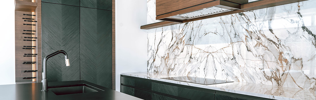 Chervin Kitchen & Bath Oakville Showroom - modern kitchen with green finish