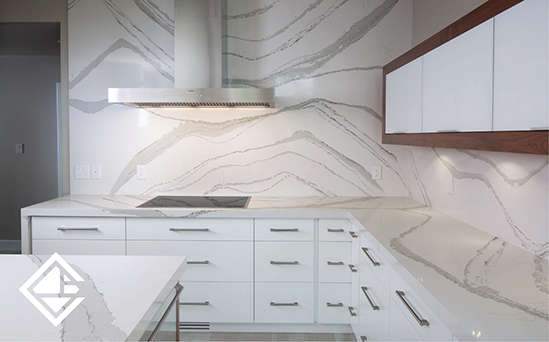 Quartz counter and backsplash