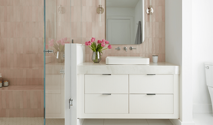 white luxurious custom millwork on girls vanity