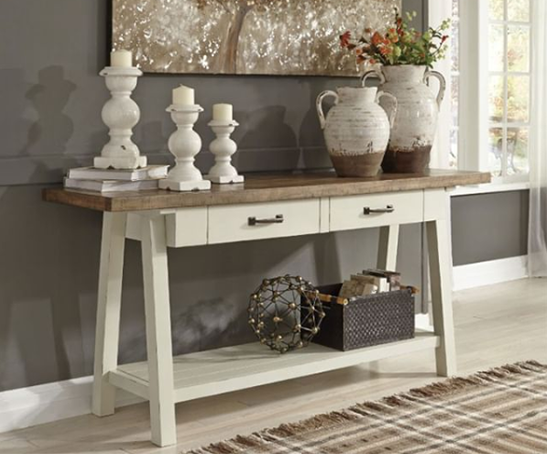 Wood & White Side Table