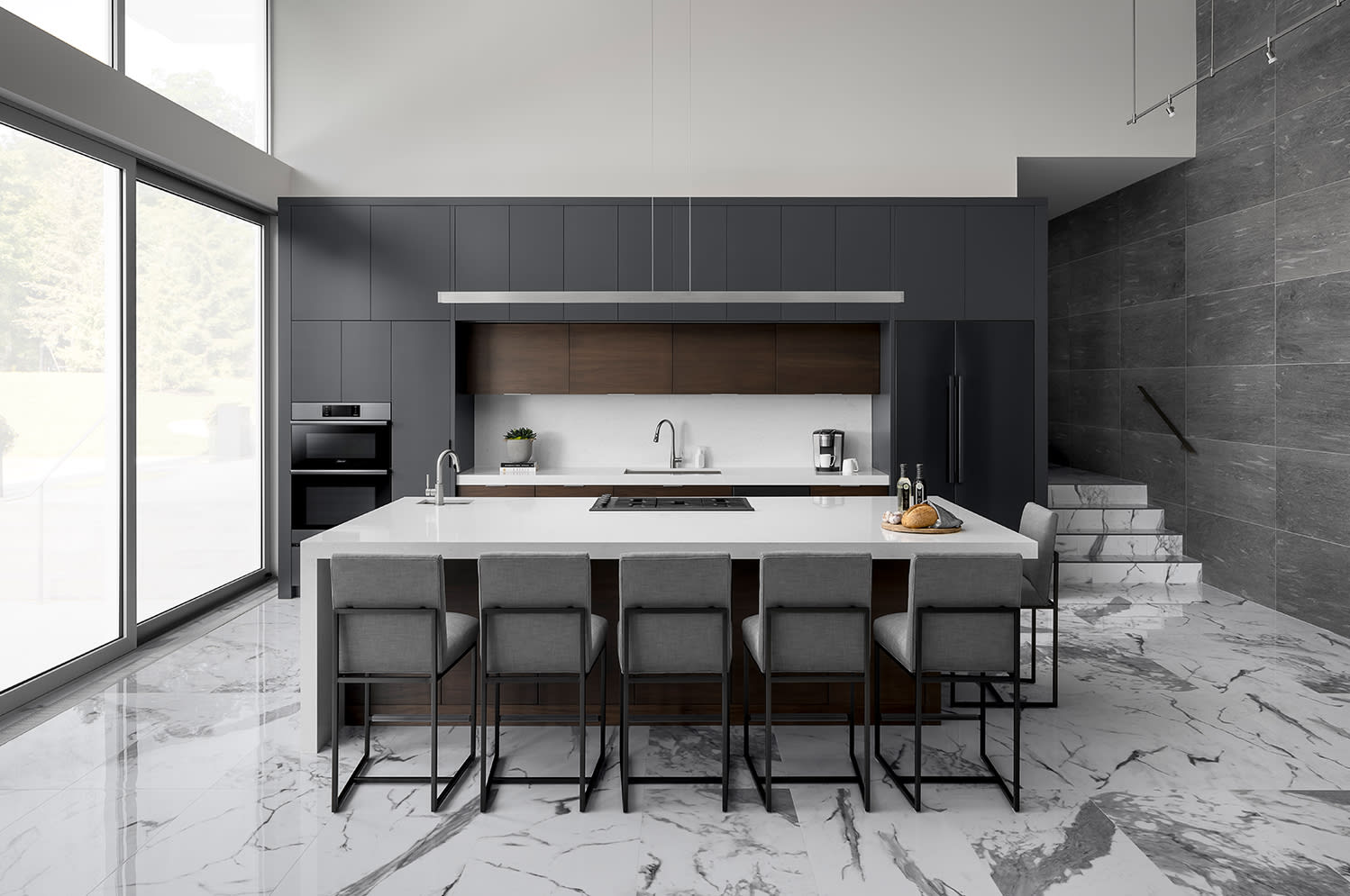 matte black and walnut modern kitchen design