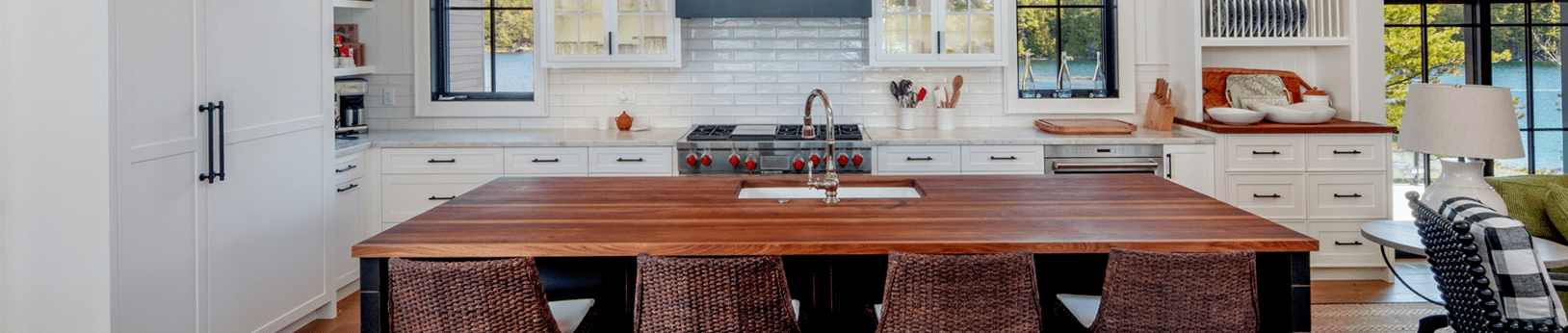 rustic white custom cottage kitchen in muskoka